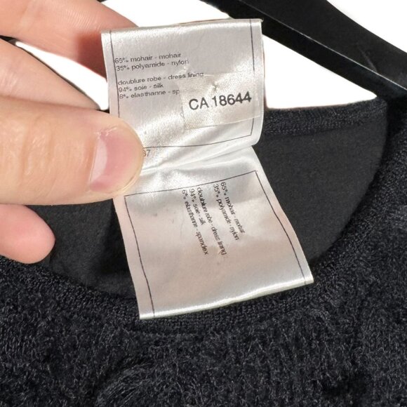 Chanel FW09 Black Mohair Blend Shift Dress w/ Fringed Shawl - Picture 11 of 12